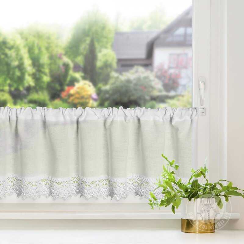 Vitrážová záclona CLARIE s krajkou biela 150x30cm