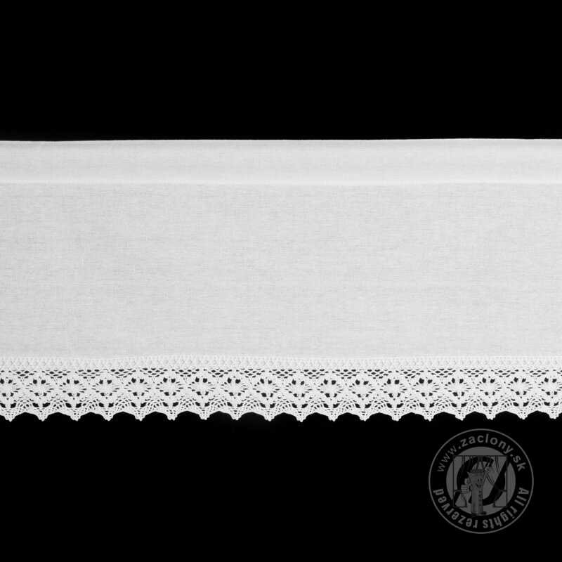 Vitrážová záclona CLARIE s krajkou biela 150x60cm