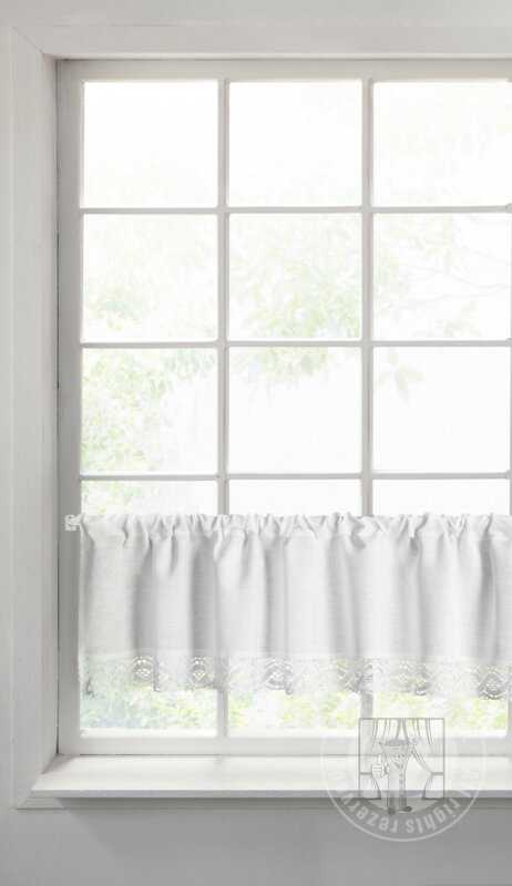 Vitrážková záclona VINCE s krajkou biela 150x30cm