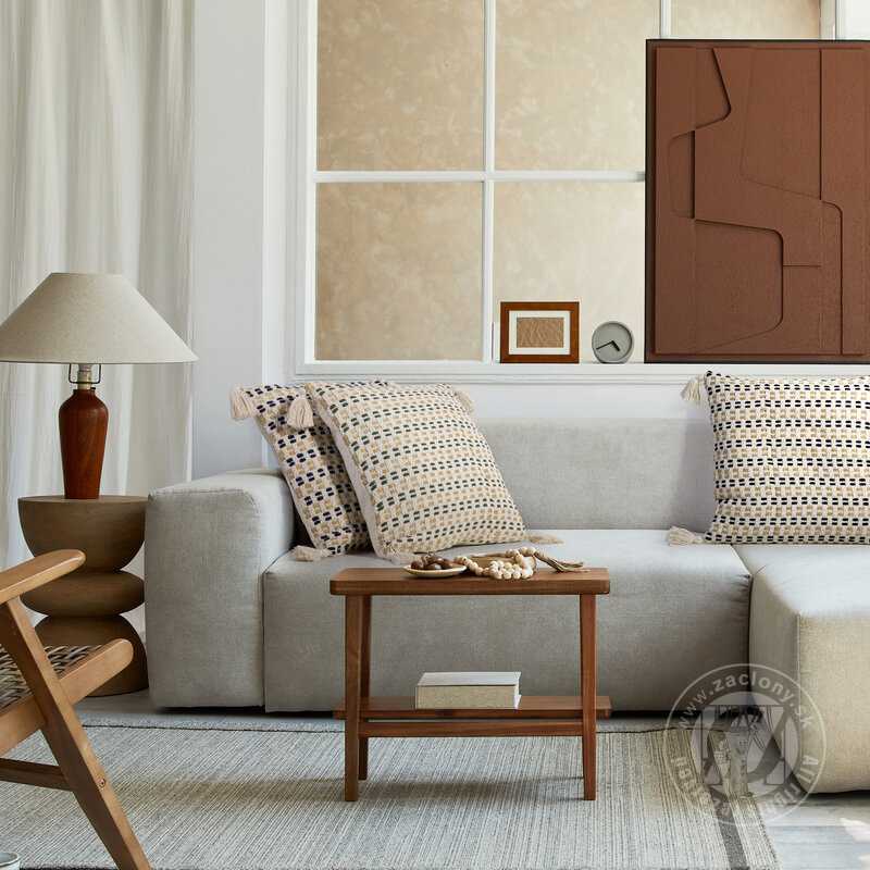 Obliečka na vankúš BOHO so strapcami 45x45cm prírodná/granátová