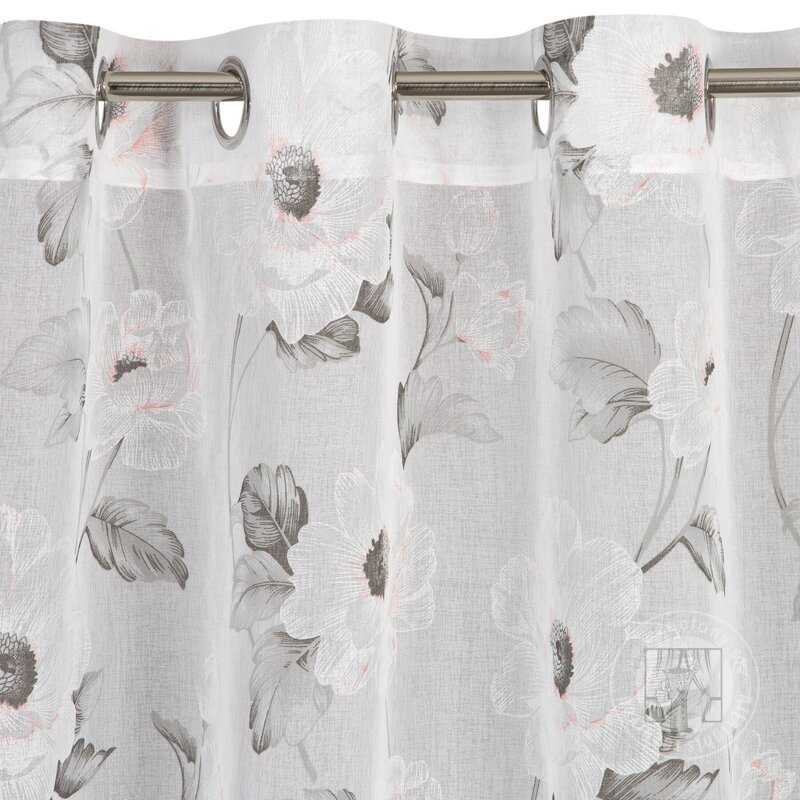 Záclona BESSY ma krúžkoch biela/ružová 140x250cm