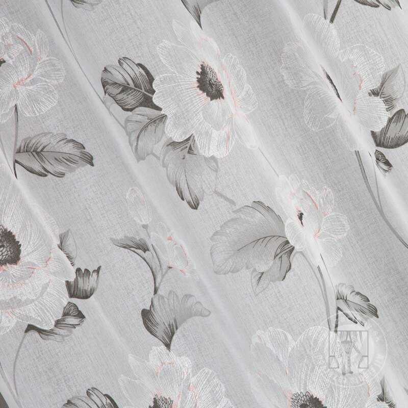 Záclona BESSY ma krúžkoch biela/ružová 140x250cm