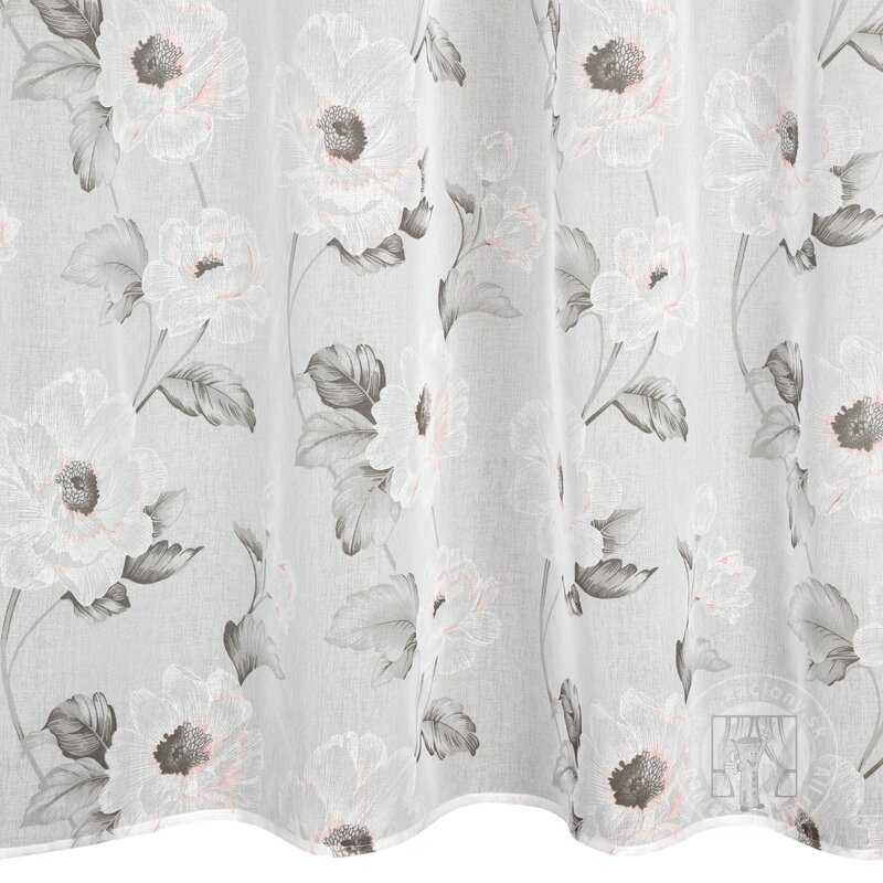 Záclona BESSY ma krúžkoch biela/ružová 140x250cm