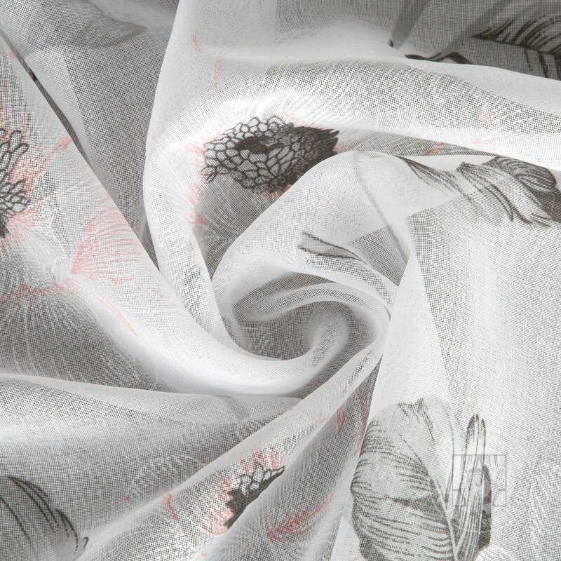 Záclona BESSY ma krúžkoch biela/ružová 140x250cm