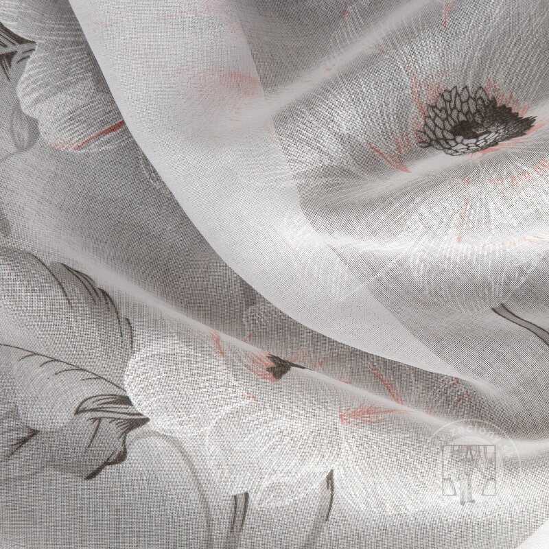 Záclona BESSY ma krúžkoch biela/ružová 140x250cm