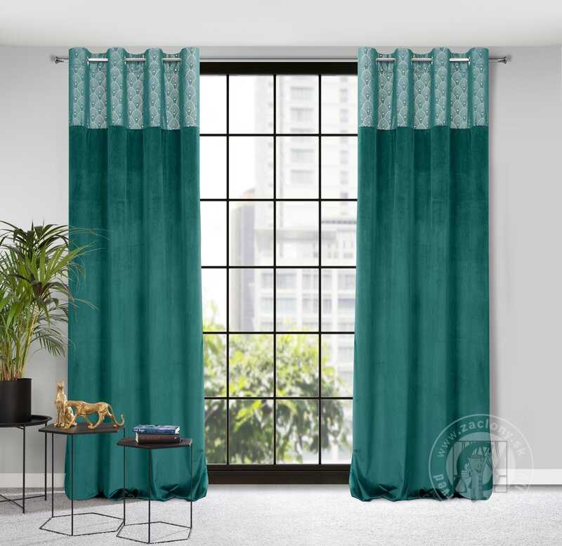 Záves AGNES na krúžkoch tyrkysový 140x250cm