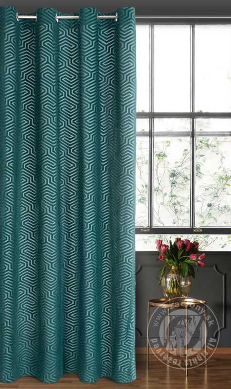 Záves PIERRE CARDIN INGA na krúžkoch tyrkysový 140x250cm