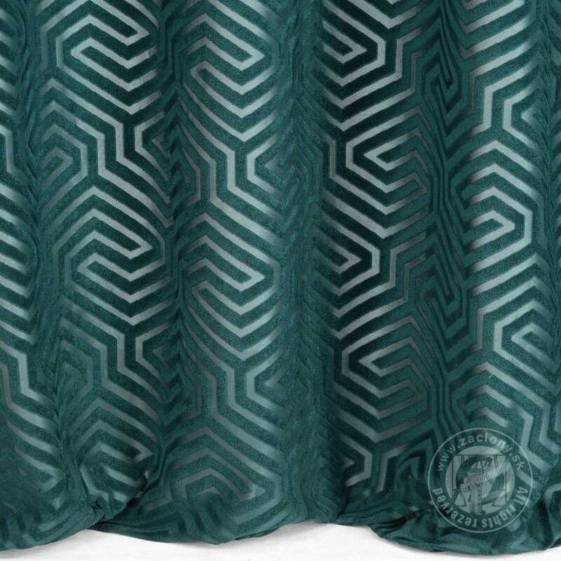 Záves PIERRE CARDIN INGA na krúžkoch tyrkysový 140x250cm