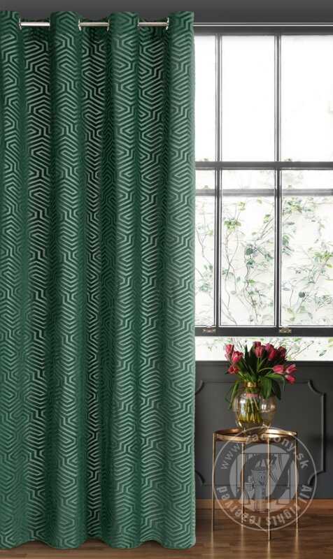 Záves PIERRE CARDIN INGA na krúžkoch tmavozelený 140x250cm