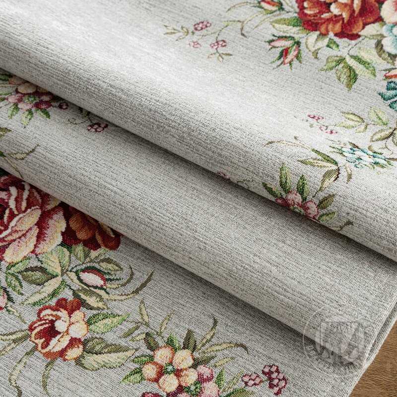 Gobelínový obrus POP so ženilkovou niťou 40x100cm popolavý/kvetinový