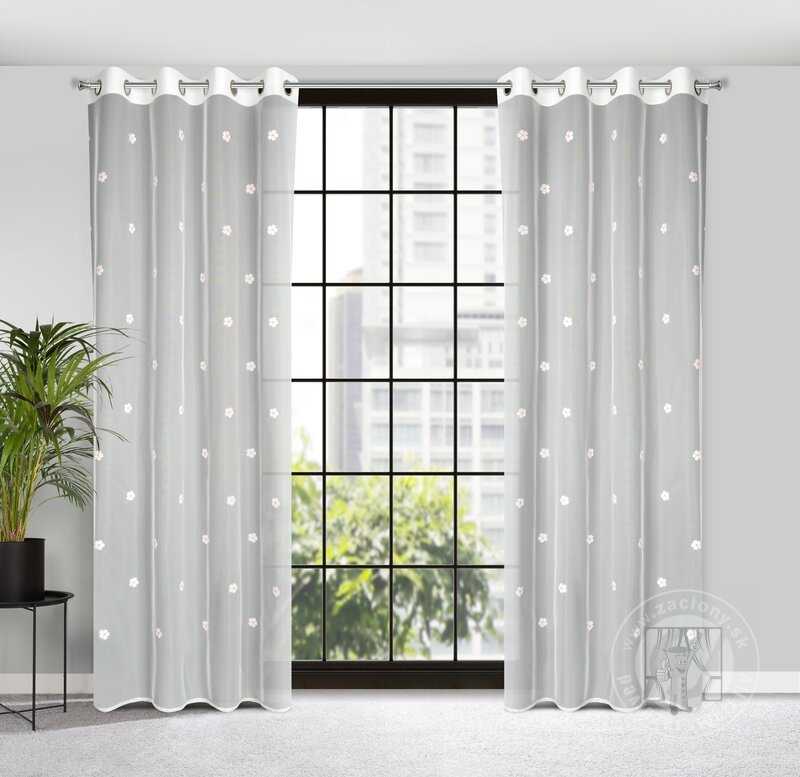 Záclona ELSA na krúžkoch biela/ružová 140x250cm