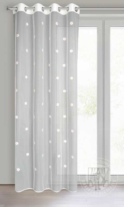 Záclona ELSA na krúžkoch biela/ružová 140x250cm