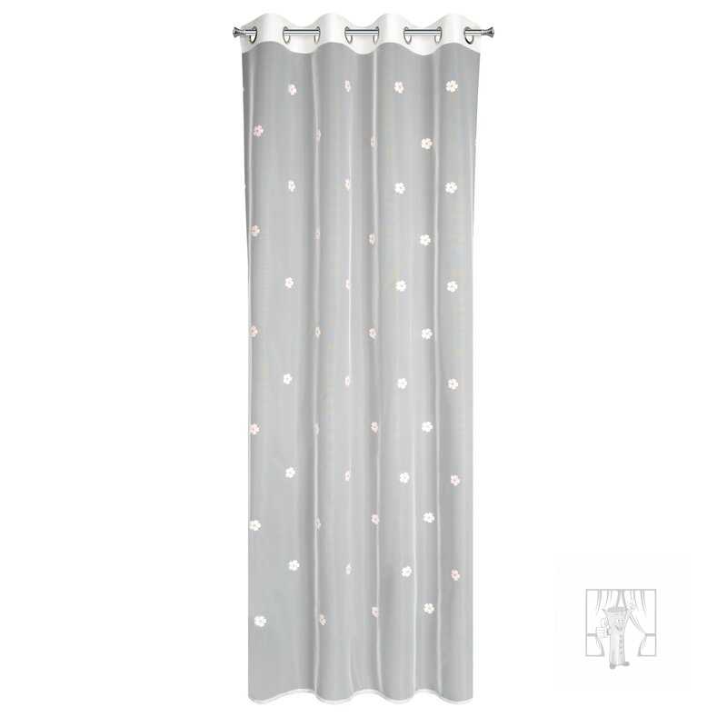Záclona ELSA na krúžkoch biela/ružová 140x250cm