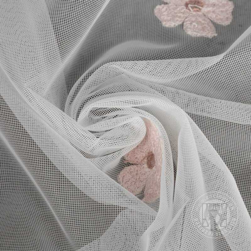 Záclona ELSA na krúžkoch biela/ružová 140x250cm