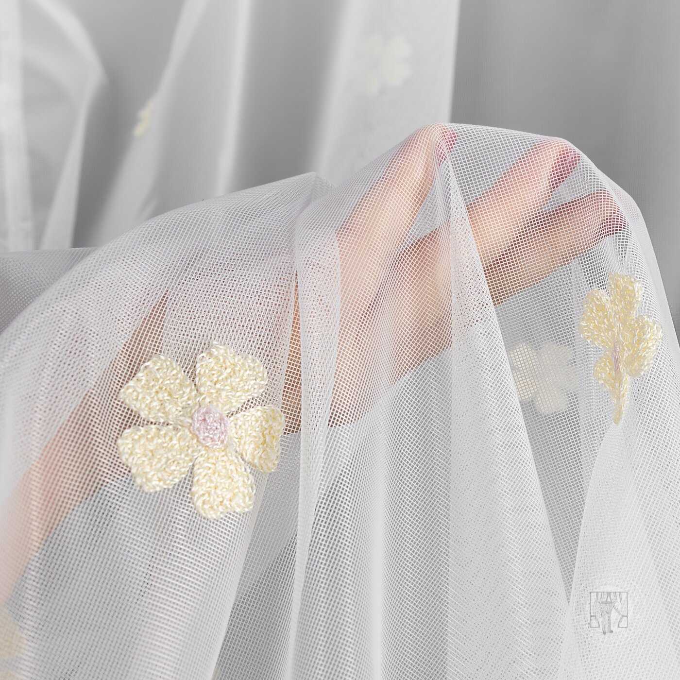 Záclona ELSA na krúžkoch biela/žltá 140x250cm