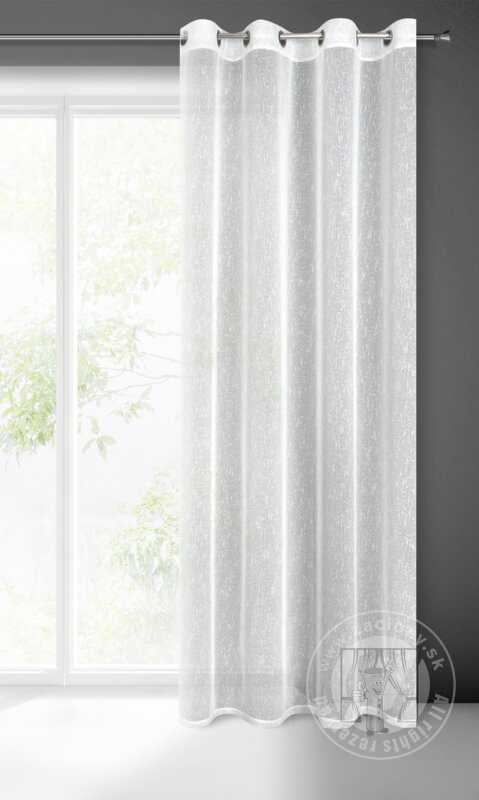 Záclona KELLY na krúžkoch biela so striebornou niťou 140x250cm