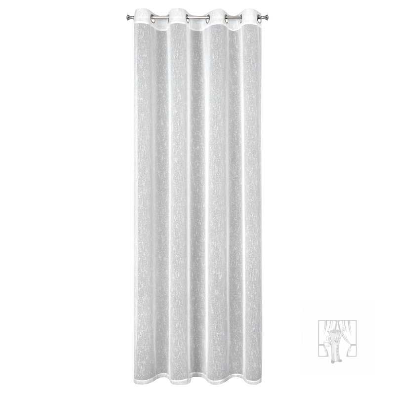 Záclona KELLY na krúžkoch biela so striebornou niťou 140x250cm