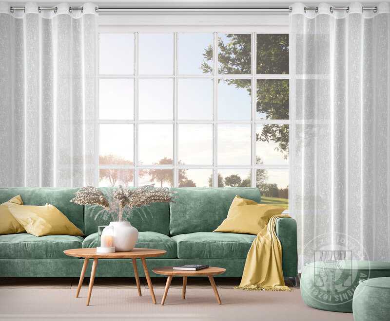 Záclona KELLY na krúžkoch biela so striebornou niťou 140x250cm