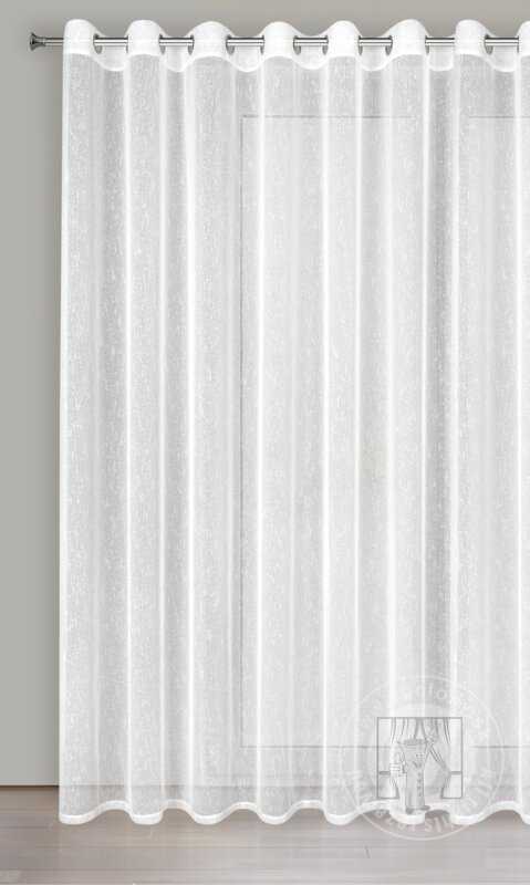 Záclona KELLY na krúžkoch biela so striebornou niťou 300x250cm