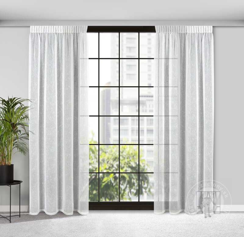 Záclona KELLY na páske biela so striebornou niťou 140x270cm