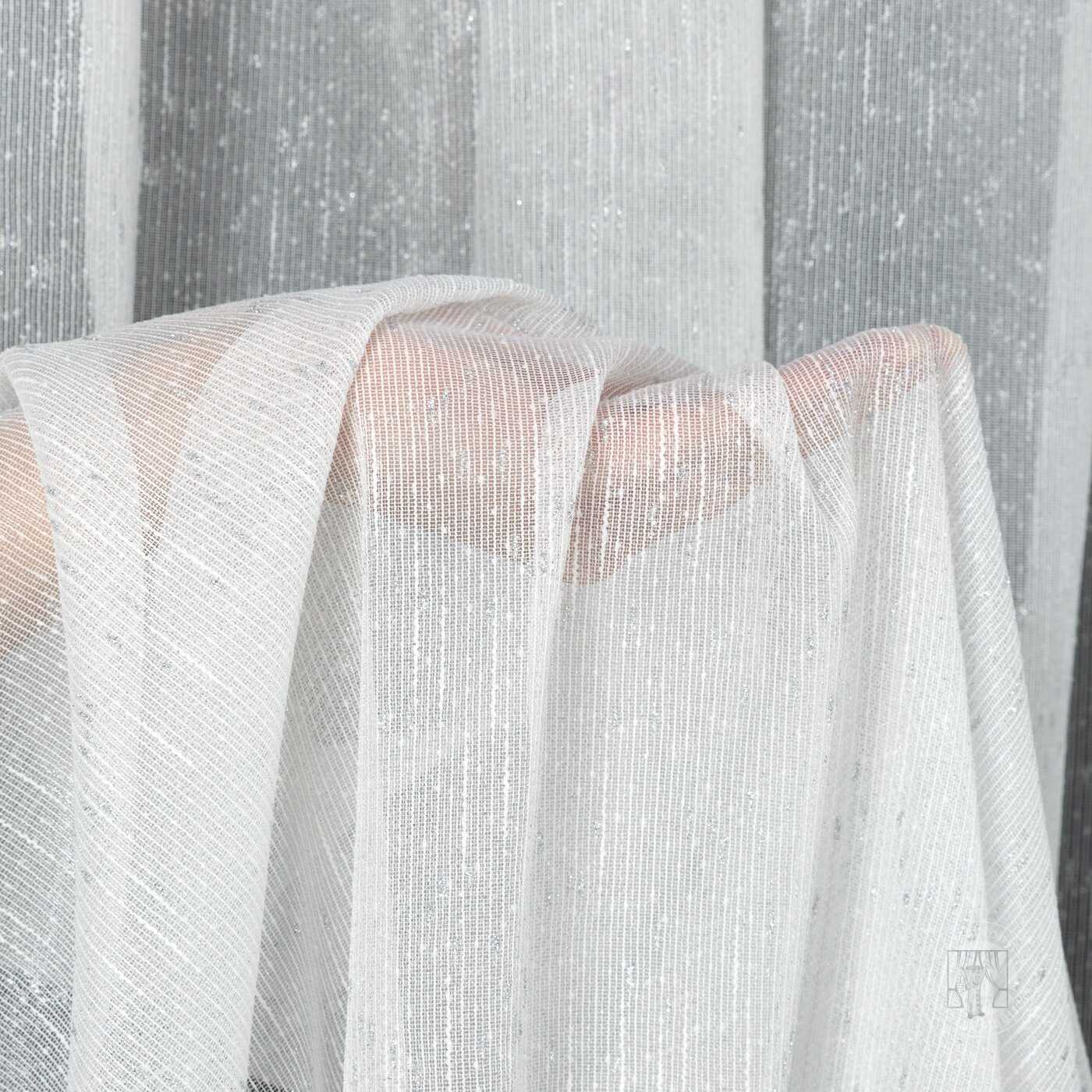 Záclona KELLY na páske biela so striebornou niťou 140x270cm