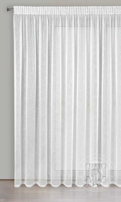 Záclona KELLY na páske biela so striebornou niťou 300x250cm