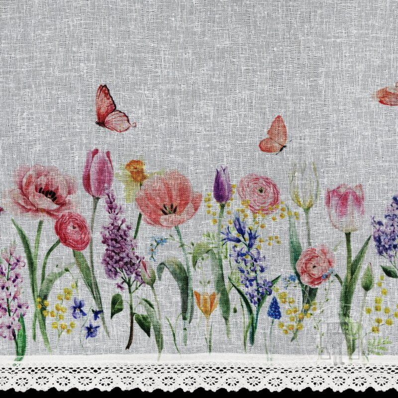 Vitrážková záclona BELLA lúčne kvety 30x150cm