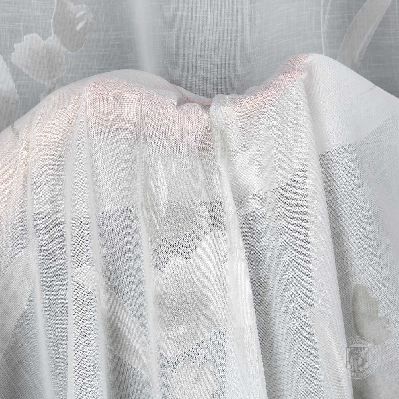 Záclona ISABEL na krúžkoch biela s kvetinovým vzorom 140x250cm