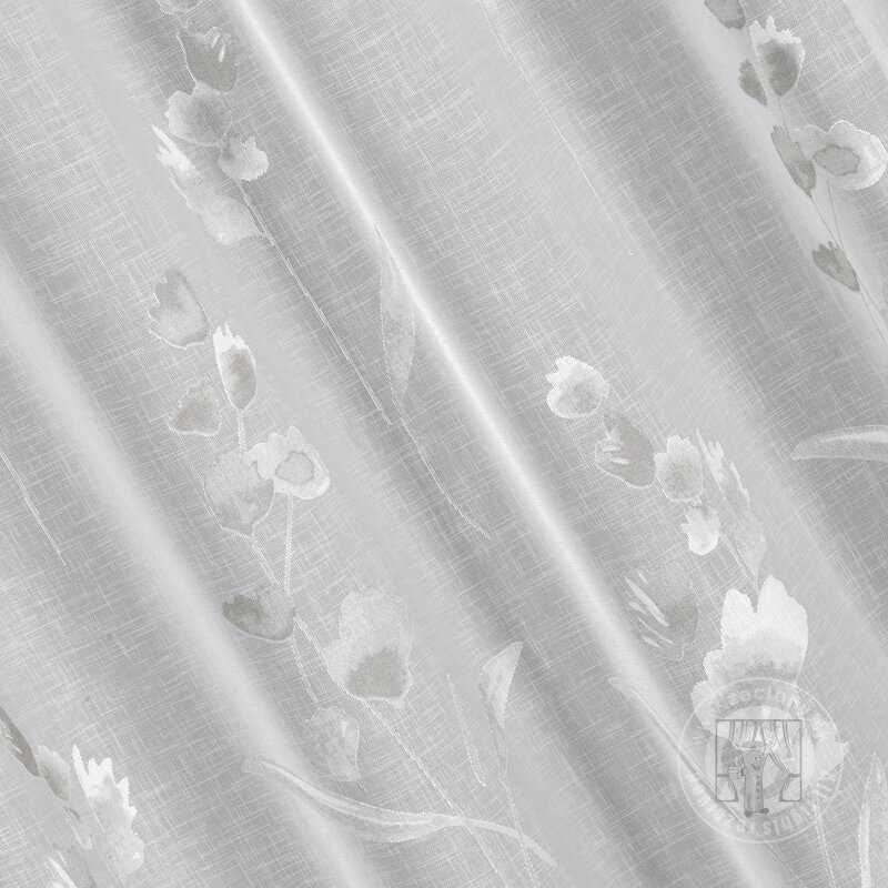 Záclona ISABEL na krúžkoch biela s kvetinovým vzorom 140x250cm