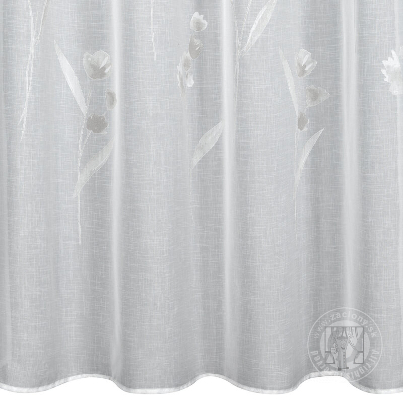 Záclona ISABEL na krúžkoch biela s kvetinovým vzorom 140x250cm