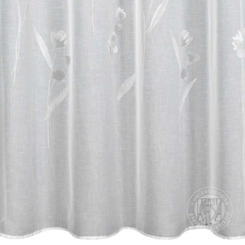 Záclona ISABEL na krúžkoch biela s kvetinovým vzorom 140x250cm