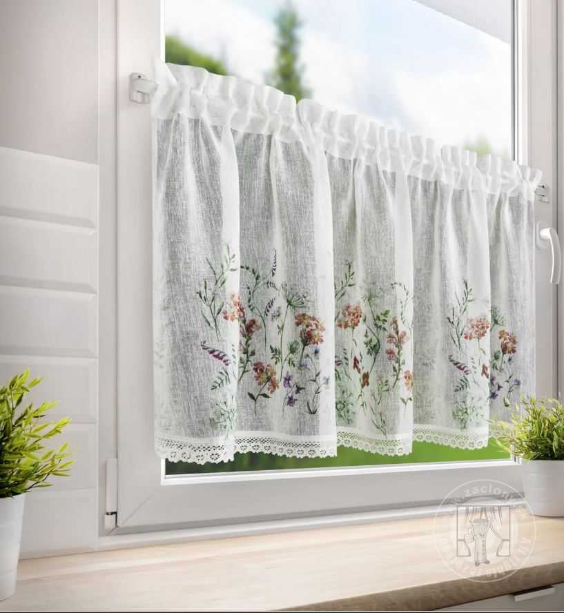 Vitrážová záclona SYLWIA lúčne kvety 60x150cm