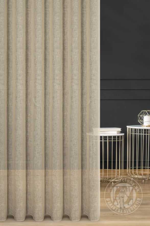 Záclona metráž 43050 s prímesou ľanu béžová