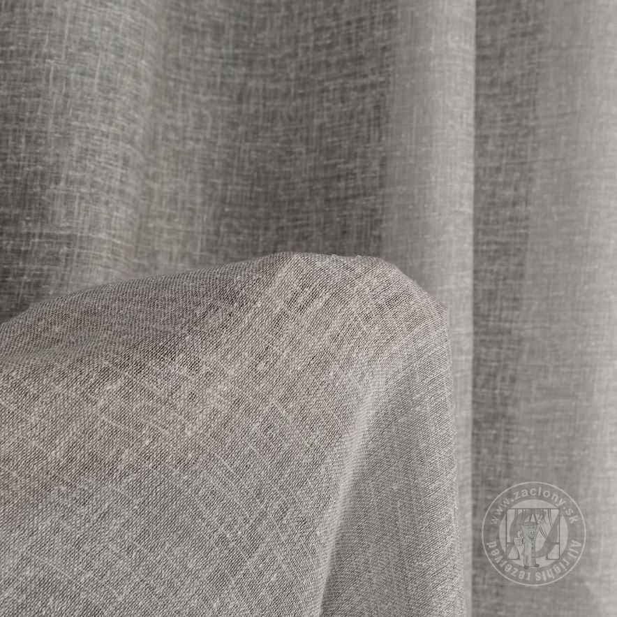Záclona metráž 43050 s prímesou ľanu sivá