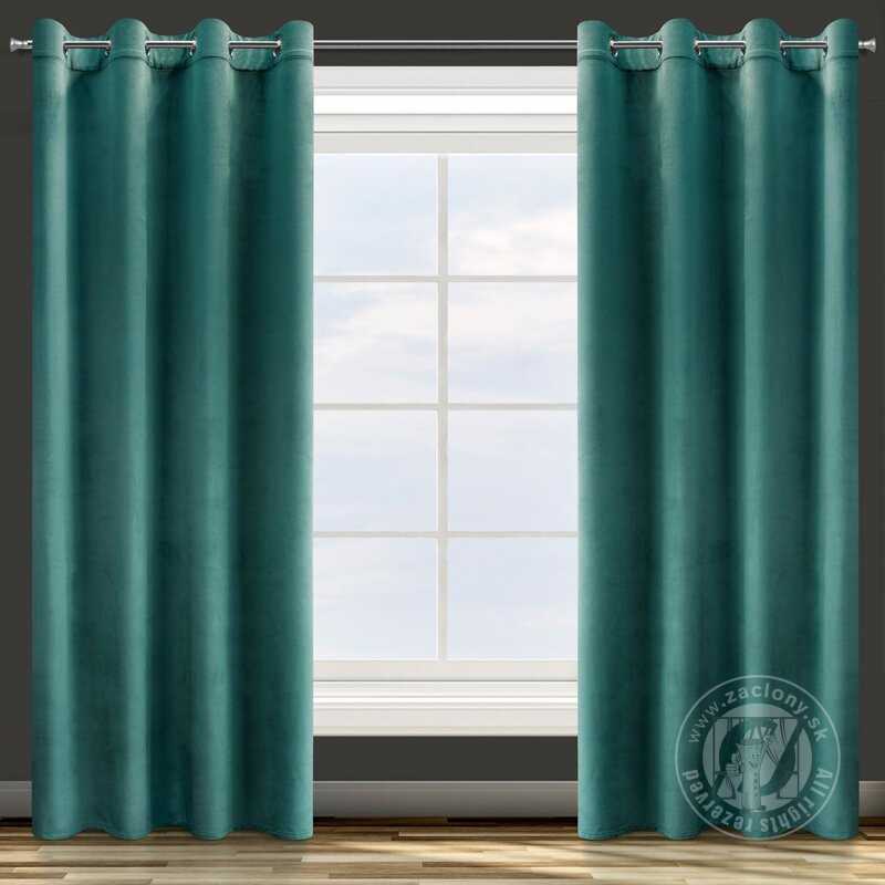 Záves ROSA na krúžkoch tmavý tyrkysový 140x250cm