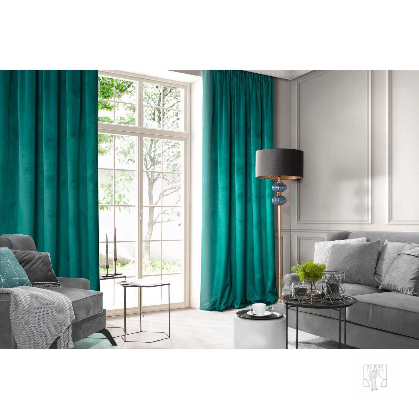 Záves ROSA na krúžkoch tmavý tyrkysový 140x250cm