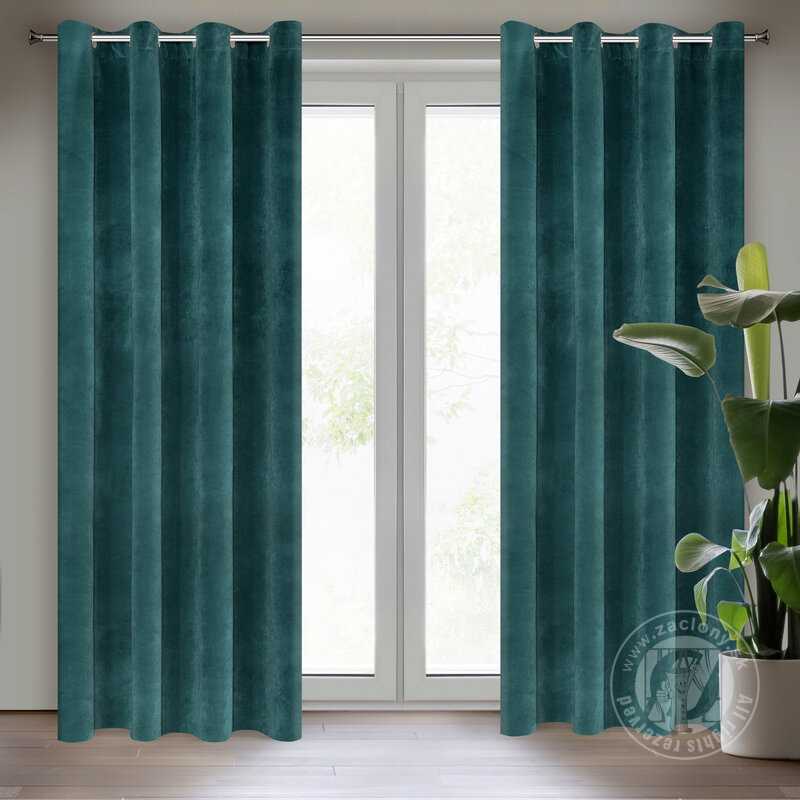Záves VILLA na krúžkoch tmavý tyrkysový 140x250cm