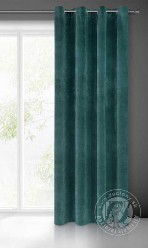 Záves VILLA na krúžkoch tmavý tyrkysový 140x250cm