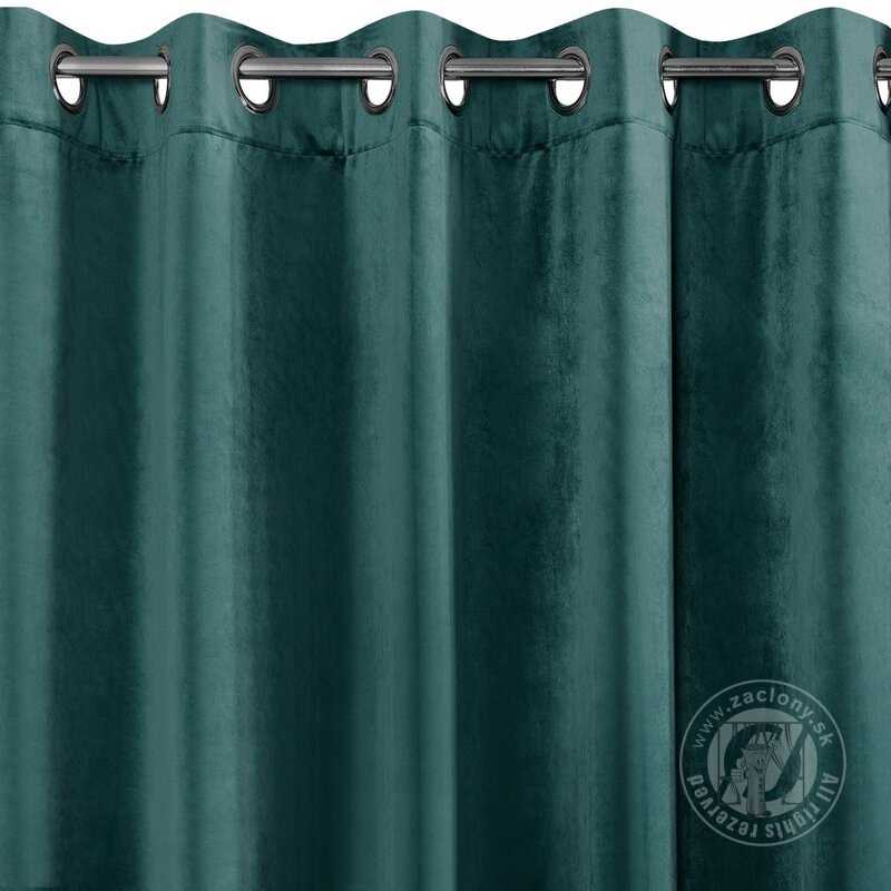 Záves VILLA na krúžkoch tmavý tyrkysový 140x250cm