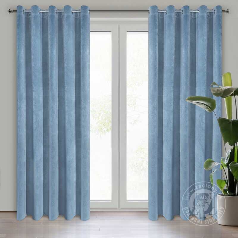 Záves VILLA na krúžkoch modrý 140x250cm