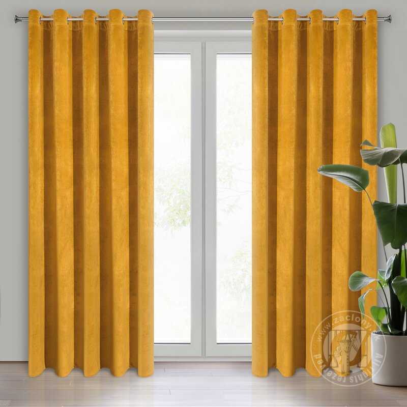 Záves VILLA na krúžkoch horčicový 140x250cm