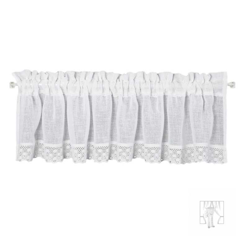 Vitrážová záclona LISA s krajkou biela 150x30cm