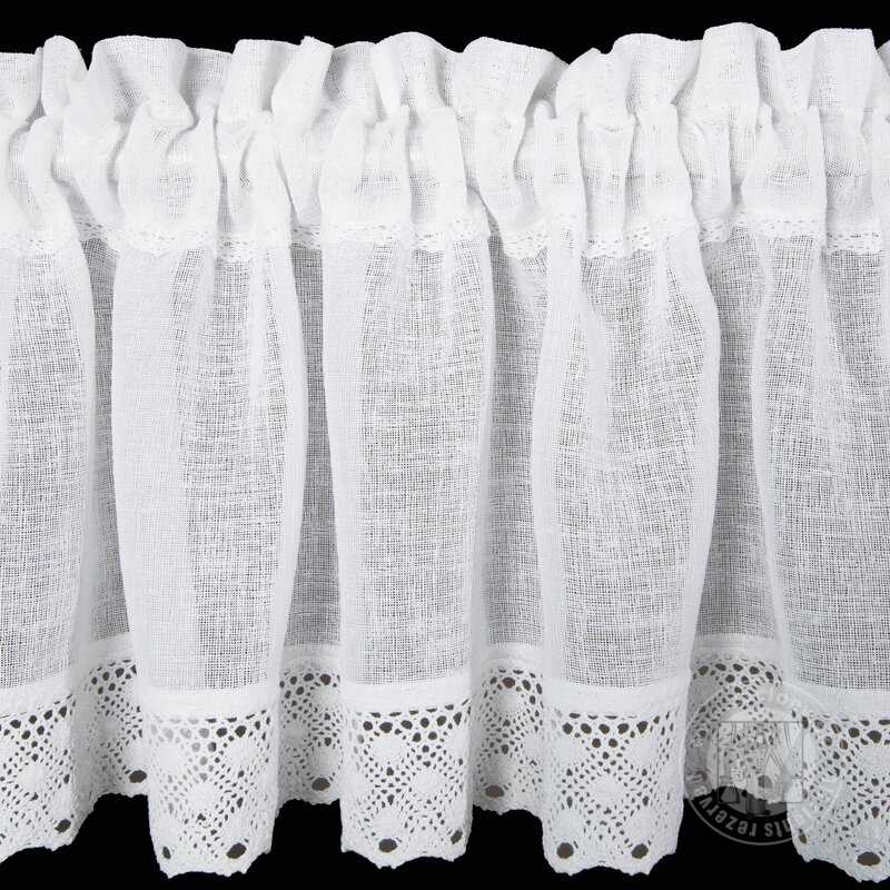 Vitrážová záclona LISA s krajkou biela 150x30cm