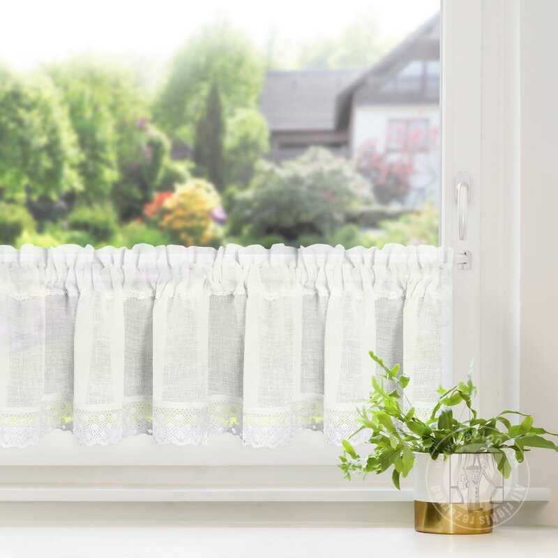 Vitrážová záclona LISA s krajkou biela 150x30cm