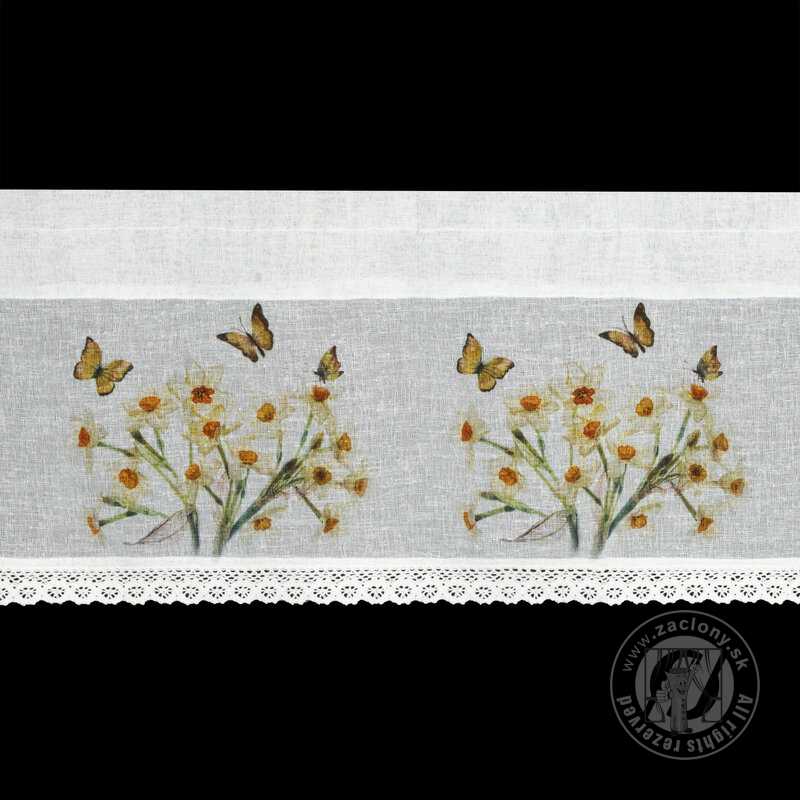 Vitrážová záclona FLORA žlté kvety 150x30cm