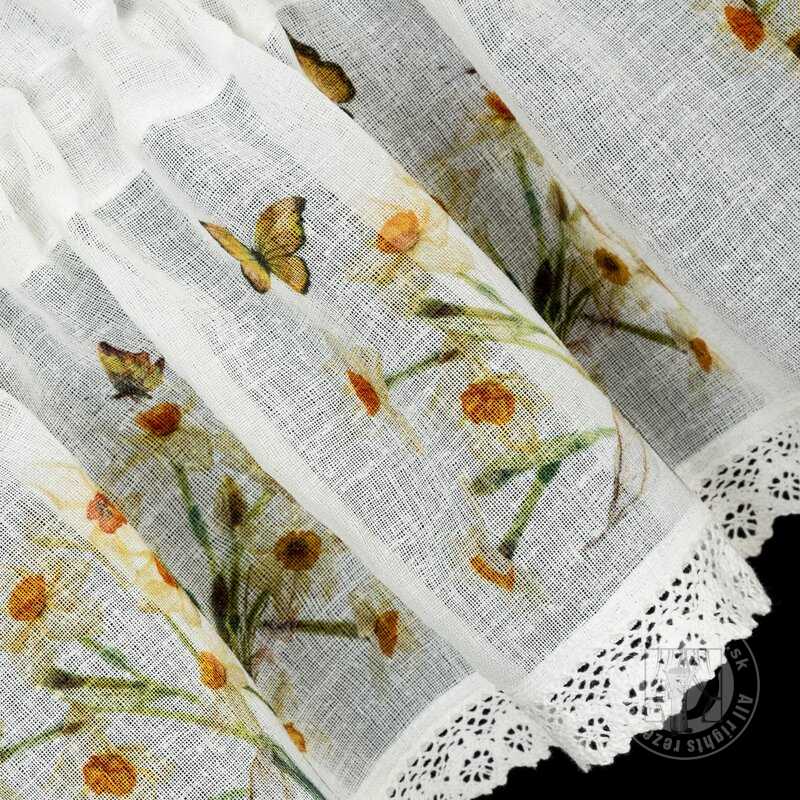 Vitrážová záclona FLORA žlté kvety 150x30cm