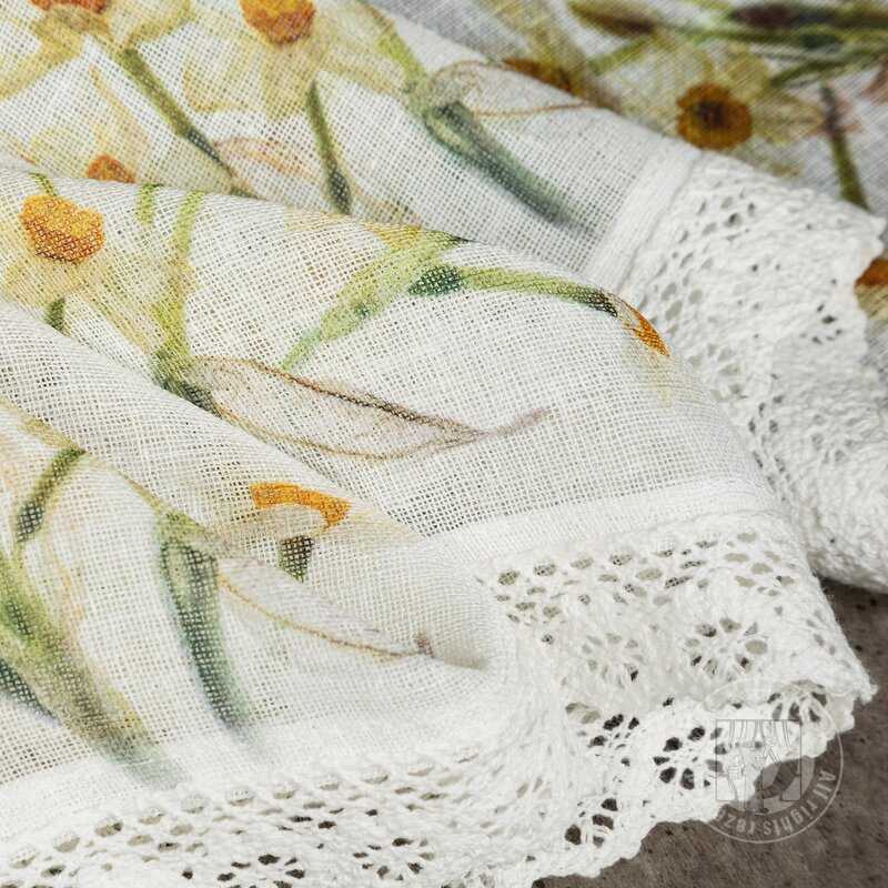 Vitrážová záclona FLORA žlté kvety 150x30cm