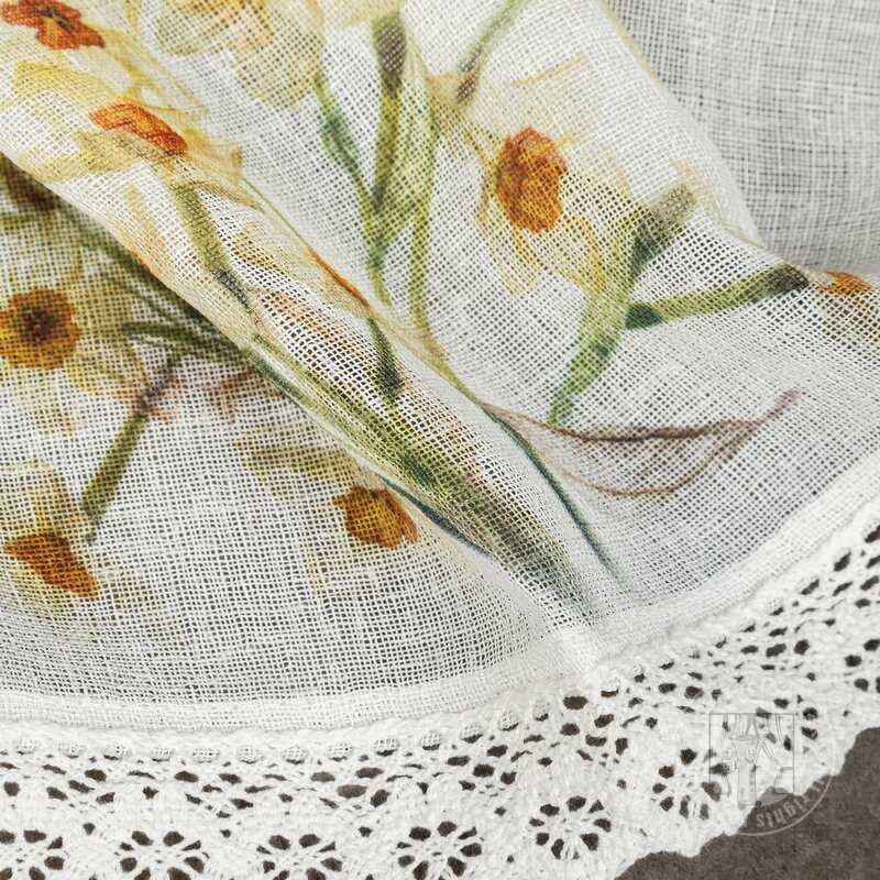 Vitrážová záclona FLORA žlté kvety 150x30cm