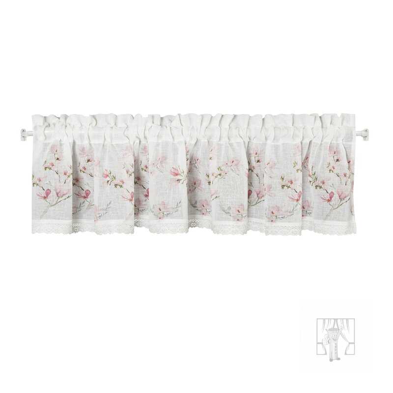 Vitrážová záclona AMELIA ružové kvety 150x30cm