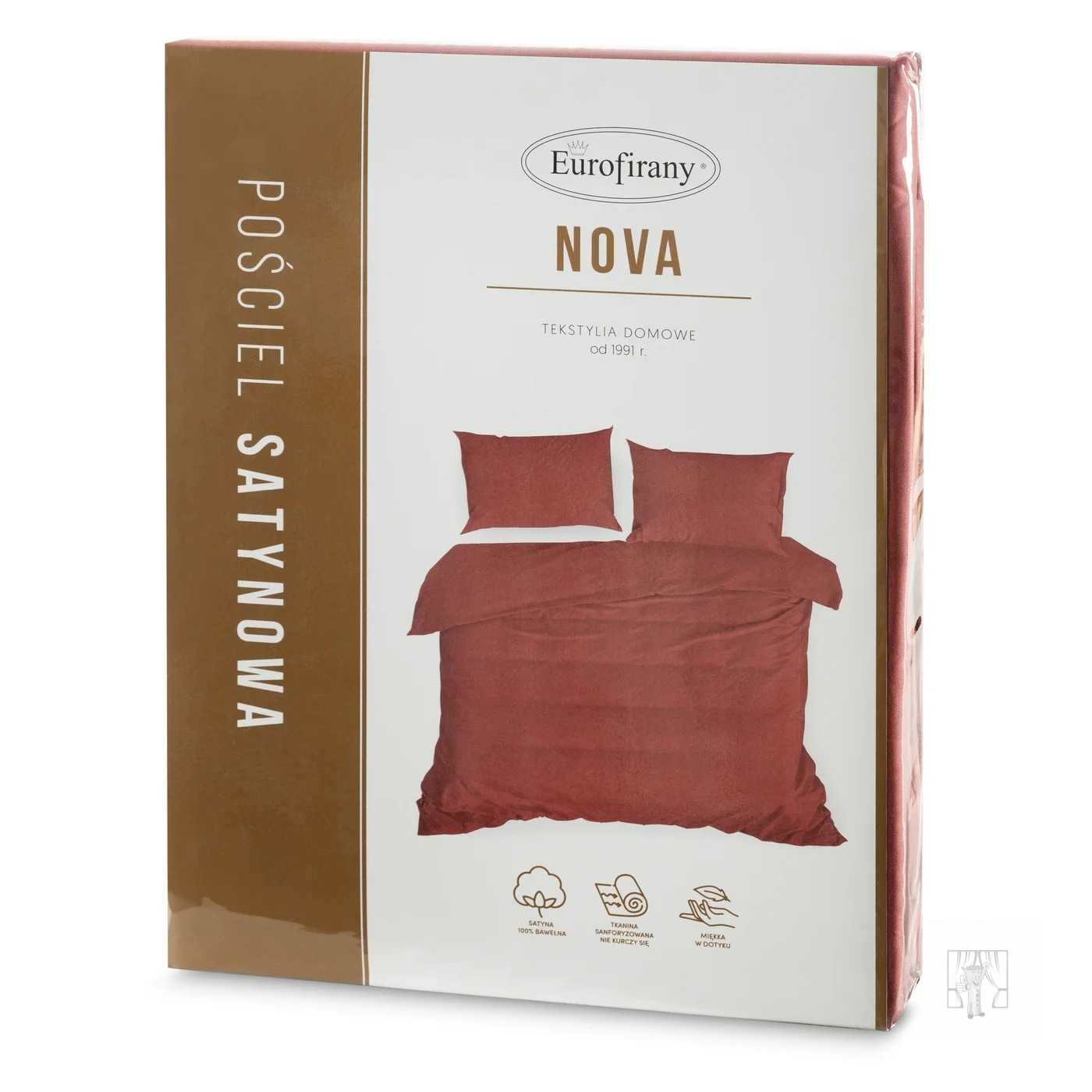 Posteľná bielizeň z bavlneného saténu NOVA3 140x200cm + 70x90cm, marsala